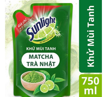 Nước Rửa Chén Sunlight Trà xanh khử mùi tanh Túi 750ml  Thùng  18 túi